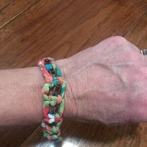Fabric woven over a chain bracelet!
